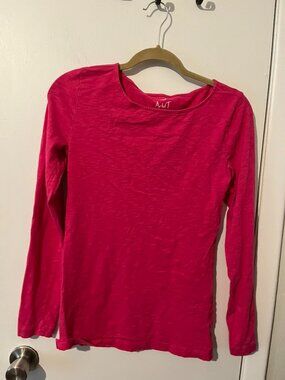 J. CREW HOT PINK LONG SLEEVE COTTON TOP SZ S